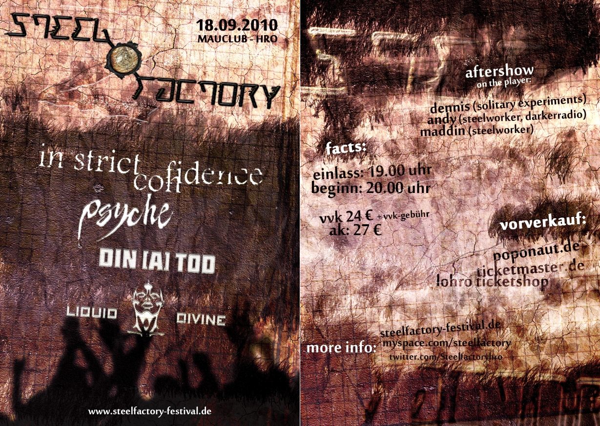 Steelfactory Festival - Live: In Strict Confidence, Psyche, DIN [A] TOD und Liquid Divine 